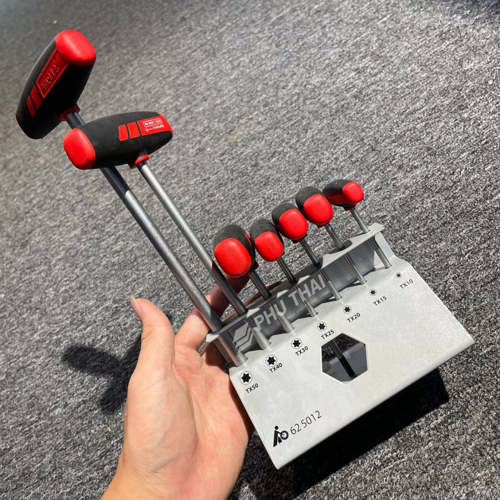 Bộ 7 Thanh T hoa thị  Holex Tx10-Tx50 kèm giá đỡ 625241 7 Bộ 7 Thanh T hoa thị  Holex Tx10-Tx50 kèm giá đỡ 625241 7